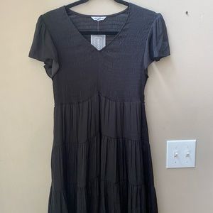 Naked Zebra Laisha Tiered Mini Black Dress